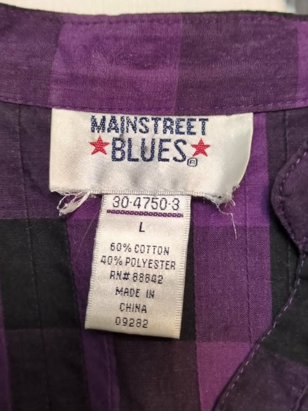 Mainstreet Blues Sz L Buffalo Check Button Down Blouse Oversized Pleated Farmcor - Picture 3 of 7